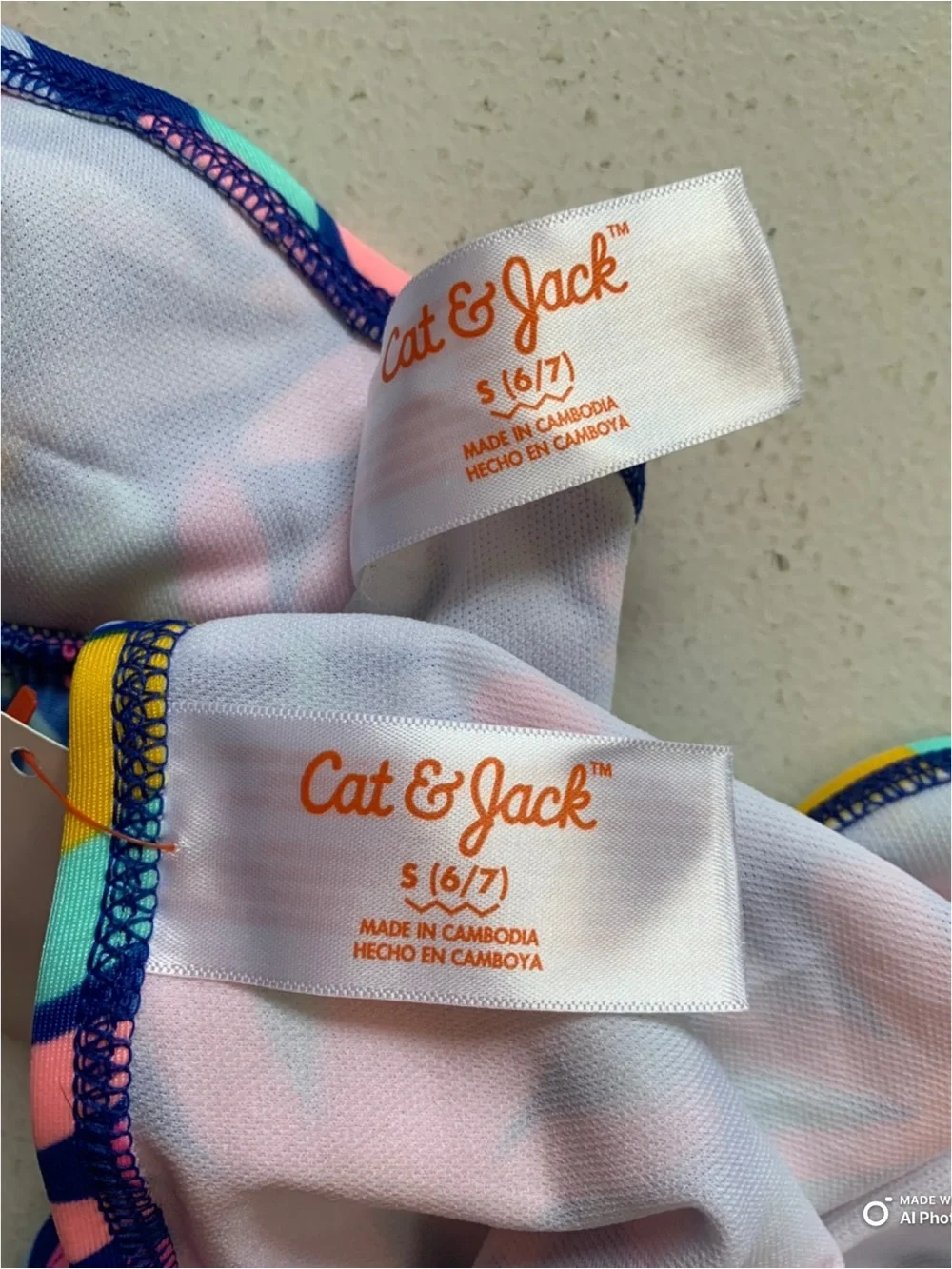 Cat & Jack Girl’s Bikini Set Swimsuit Size Small (6/7) NWT Blue Pink Beach Swim